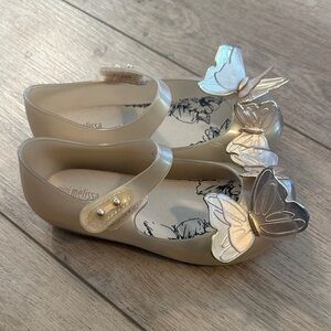 Mini Melissa Gold Butterfly Dress Shoes